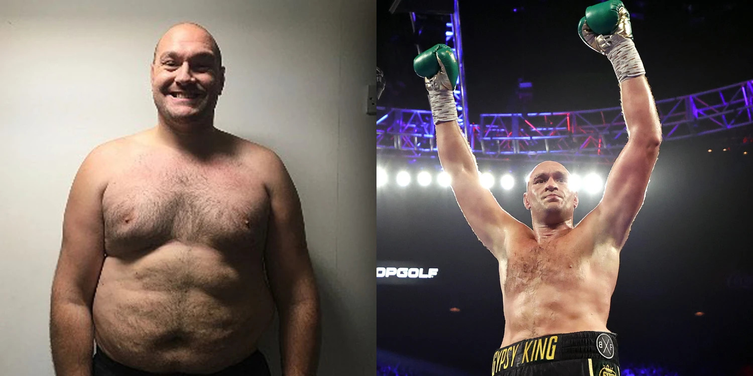 Tyson Fury trước và sau khi giảm béo nhờ Keto - Ảnh: B.T