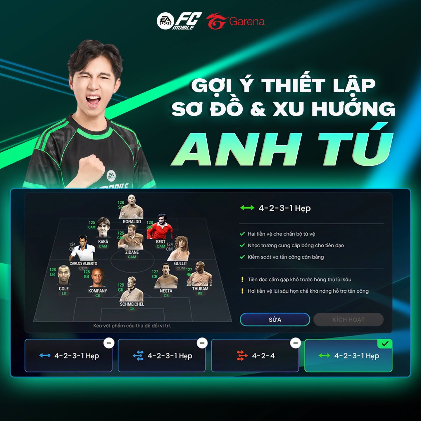 Chiến thuật yêu thích của Anh Tú - Ảnh: FC MOBILE
