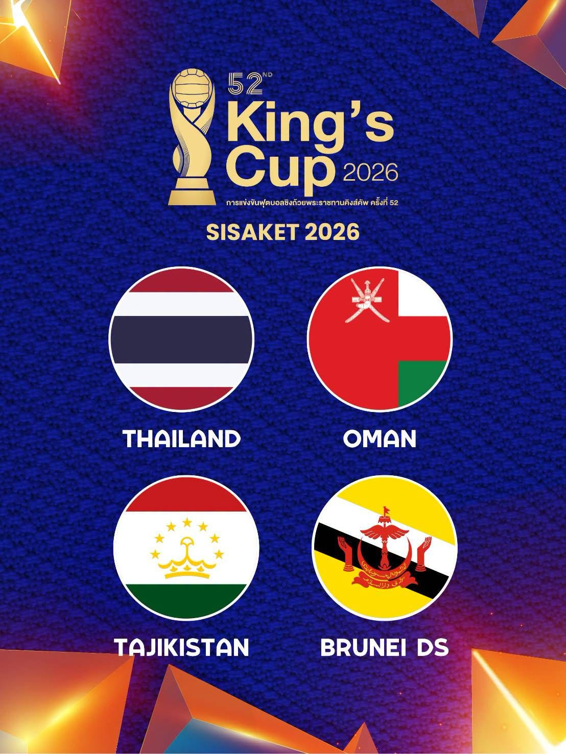 Bốn đội bóng tham dự King’s Cup 2026 - Ảnh: FAT